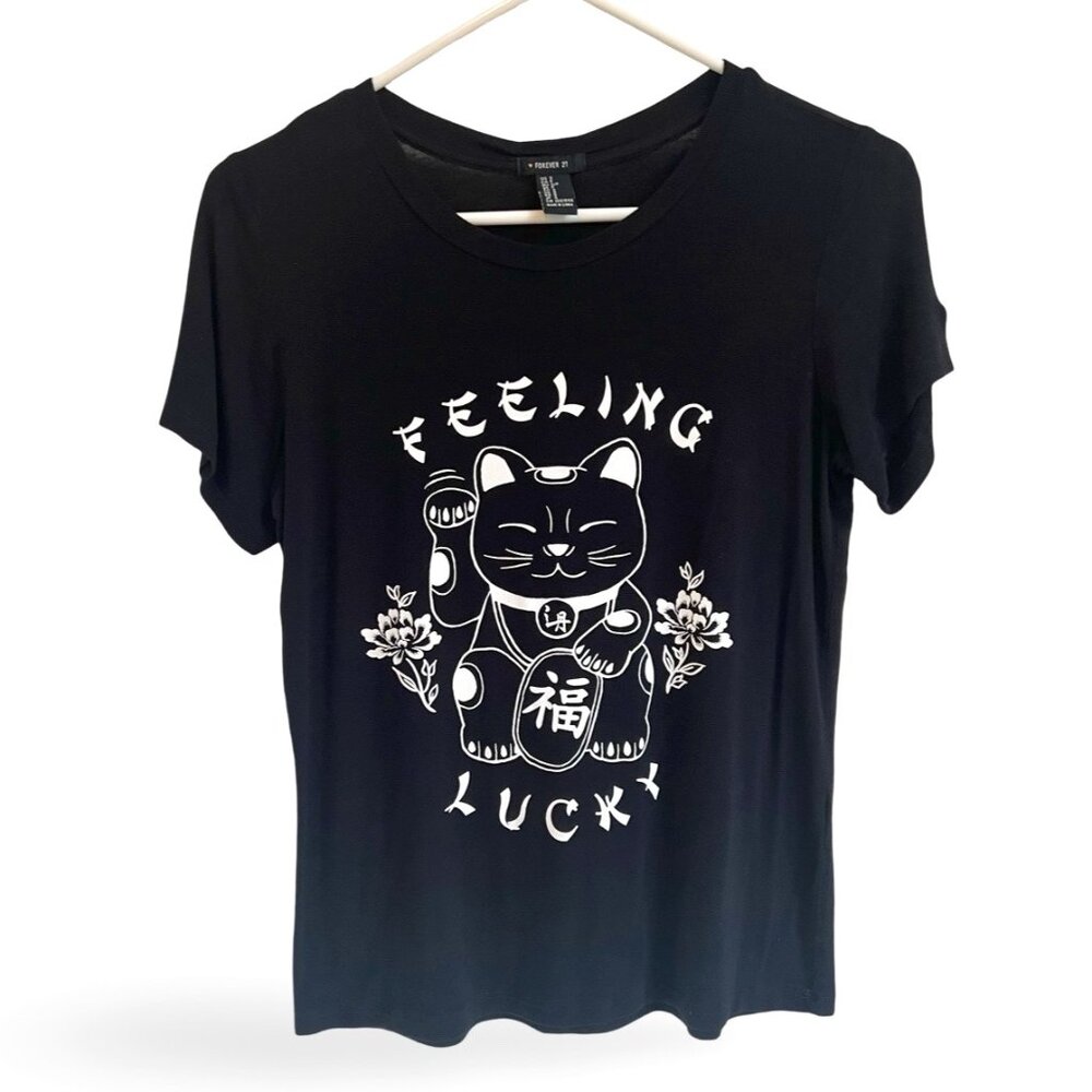 Forever 21 Lucky Cat Short Sleeve T-Shirt
